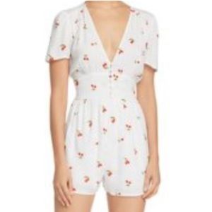 Aqua Cherry Print Romper